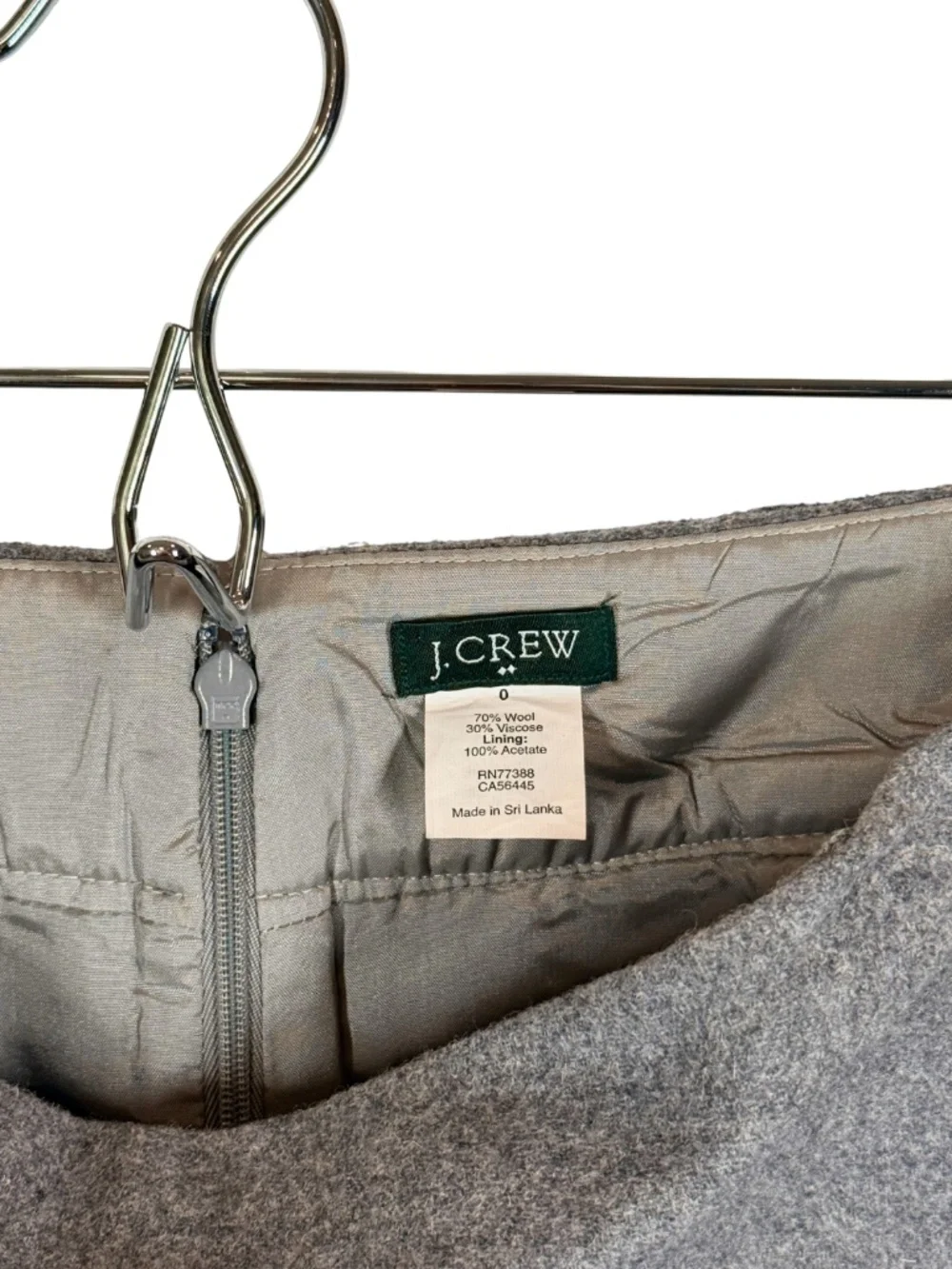 J.Crew Women's 0 Grey Wool Mini Skirt Lined